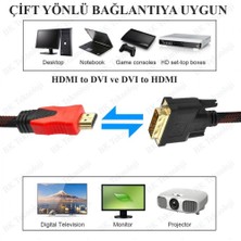 Derwell HDMI To DVI 24+1 DVI To HDMI Kablo Altın Uçlu Hdmı-Dvı Kablosu Erkek Tv Hd Pc Projektör Ps4/3 1.5 Metre