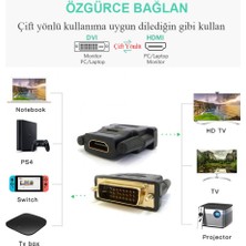 Derwell HDMI To DVI 24+1 DVI To HDMI Kablo Altın Uçlu Hdmı-Dvı Kablosu Erkek Tv Hd Pc Projektör Aparat