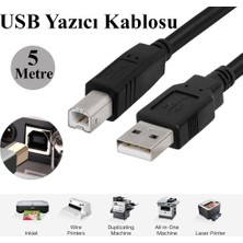 Derwell 5 Metre USB Yazıcı Kablosu Hp- Canon-Brother Printer Kablo USB 2.0 Bağlantı Kablosu  Kablo