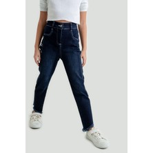 Kız Çocuk Kuş Gözlü Kot Pantolon G2145