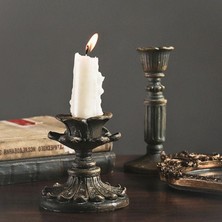 Pamircandles 3'Lü Şamdan Mumluk Fransız Romantik Antik El Sanatı  Bronz Eskitme Dekoratif Şamdanlık (Üçlü) retro