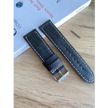 Beyaz Dikiş Yerli Üretim Mat Croco Desen Saat Kordonu. 18-20-22-24 ve 26MM Genişlik Seçenekleri.