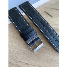 Beyaz Dikiş Yerli Üretim Mat Croco Desen Saat Kordonu. 18-20-22-24 ve 26MM Genişlik Seçenekleri.
