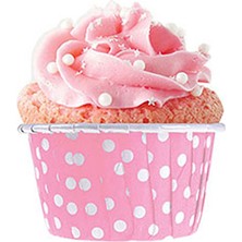 Minik Shop Açık Pembe Puantiyeli Muffin Kek Kapsülü 50'lı