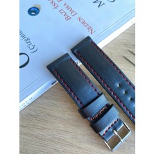 Kırmızı Dikiş Yerli Üretim Düz Desen Saat Kordonu. 18-20-22-24 ve 26MM Genişlik Seçenekleri.