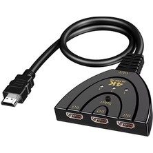 Derwell 4K HDMI Switch 3 In 1 Out HDMI Giriş Çoklayıcı Port Kablolu Hdmı Otomatik Switch Çoğaltıcı Splitter 1 Giriş 3 Çıkış Hd Siwich