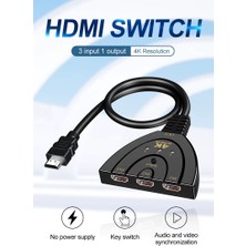 Derwell 4K HDMI Switch 3 In 1 Out HDMI Giriş Çoklayıcı Port Kablolu Hdmı Otomatik Switch Çoğaltıcı Splitter 1 Giriş 3 Çıkış Hd Siwich