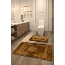 Feel Home Simav Deluxe Kaymaz Taban,emici 2'li Lüks Baskılı Banyo Paspası