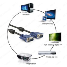 Derwell VGA Kablosu Ekran LCD LED Monitör Bağlantı 15 Pin Bağlama Pc Laptop Projeksiyon Görüntü Kablosu 1.5 Metre