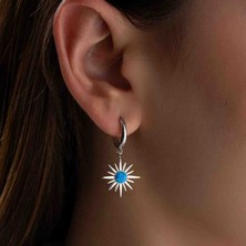 925 Ayar Gümüş Rodyum Kaplama Opal Taşlı Kütüpyıldızı Küpe