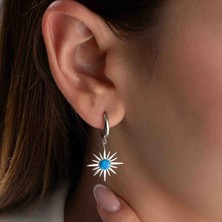 925 Ayar Gümüş Rodyum Kaplama Opal Taşlı Kütüpyıldızı Küpe