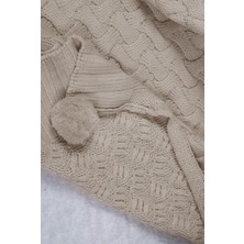 YGT Home Sarma 10 Ponpon Triko Örgülü Tv Battaniyesi 130 x 170| Koltuk Örtüsü - Bacak Şalı - Ev Dekorasyonu