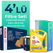 Bosch Fiat Siena 1.2 Benzinli Filtre Bakım Seti Shell Motor Yağlı (2000-2012) 4 Lü