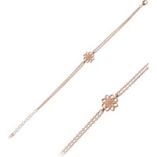 Rose Çiçek Model Bayan Gümüş Bileklik