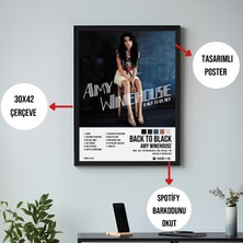 Orenda Art Amy Winehouse - Back To Black Albüm Spotify Çerçeveli Poster Tablo