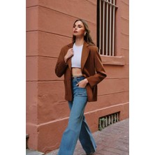 Kadın Premium Taba Süet Blazer Ceket