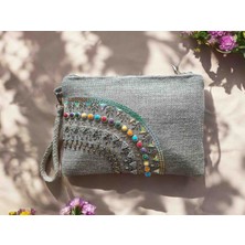 Vertiginoso Boncuk Işlemeli Kadın Portföy Clutch El Çantası