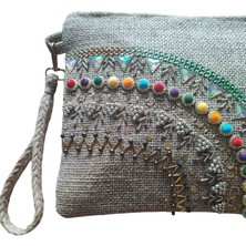 Vertiginoso Boncuk Işlemeli Kadın Portföy Clutch El Çantası