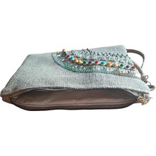 Vertiginoso Boncuk Işlemeli Kadın Portföy Clutch El Çantası