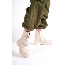 Kadın Emil Shoes Bej Postal Fermuarlı Bağçıklı Bot