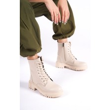Kadın Emil Shoes Bej Postal Fermuarlı Bağçıklı Bot