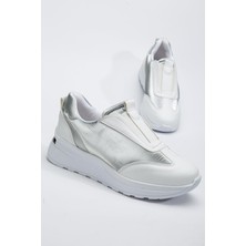 Dilimler Ayakkabı Kadın Spor Ayakkabı Siyah Beyaz Paraşut ve Cilt Malzeme