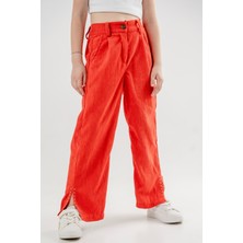 Kız Çocuk Paçası Taşlı Şönil Pantolon G2525