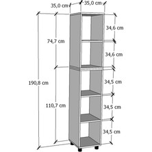 3G Tasarım Modüler Açık Raflı Kitap ve Dosya Dolabı 35x35x190h A.çam