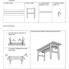 Pinoxi Ahşap Bank Bench Sandalye Mutfak Bank Ceviz 100 cm   x  30 cm