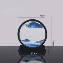 7' inç Mavi Renk Dekoratif Yuvarlak Kum Saati Çöl Temalı Şık Kum Saati 18 x 17 cm