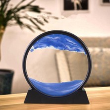 7' inç Mavi Renk Dekoratif Yuvarlak Kum Saati Çöl Temalı Şık Kum Saati 18 x 17 cm
