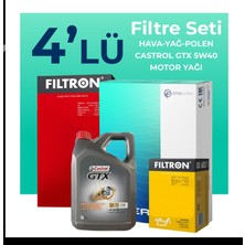 Filtron Fiat Linea 1.4 T-Jet Benzin Filtre Bakım Seti Castrol Motor Yağlı (2009-2017) 4 Lü