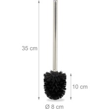 Milena Life Paslanmaz Metal Tuvalet Fırçası – Metal Saplı Klozet Temizleyici WC Fırçası 33x8x7 cm (1 Adet)