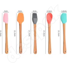 Destpak 5'Li Mini Bambu Spatula Seti - Yumurta Fırçalı - Mini Boy - Bambu Saplı - Bebeklere Uyumlu