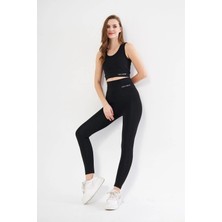 Lesa Wear Yüksek Bel Likralı Toparlayıcı Tayt Crop Takım