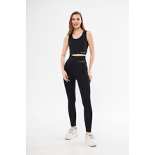 Lesa Wear Yüksek Bel Likralı Toparlayıcı Tayt Crop Takım