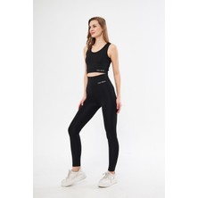 Lesa Wear Yüksek Bel Likralı Toparlayıcı Tayt Crop Takım