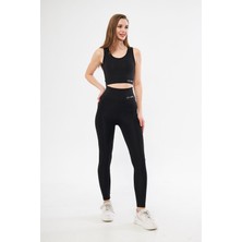 Lesa Wear Yüksek Bel Likralı Toparlayıcı Tayt Crop Takım