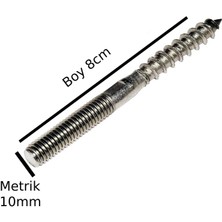 X-Perk Saplama Ahşap Ağaç Vidası Ahşap Vida Montaj Vidası Metrik 10 mm Çap 10 mm  Boy 8 cm 2 Adet