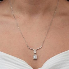 Soyipo Gümüş Baget Taşlı Gerdanlık Model Kadın Kolye