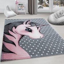 Havara Home Mordern Kaymaz Taban Antialerjik Yıkanabilir Unicorn Temalı Pembe Çocuk Halısı