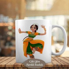 Asilmeydan Hint Dansı Yapan Kadın İllüstrasyon Kupa Bardak Hediyelik-11451