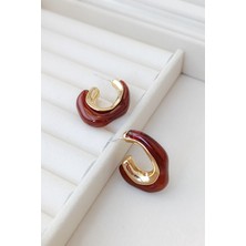 Cosita Gold ve Kahve Detaylı Asimetrik Vintage Tasarım Küpe