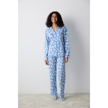 Penti Winter Bear Mavi Gömlek Pantolon Pijama Takımı