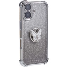 Hello-U iPhone 16 Kickstand Glitter Tpu Darbeye Dayanıklı Telefon Kapağı (Yurt Dışından)