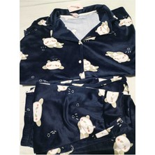 Kadın Dügmeli  Kadife Pijama Takımı