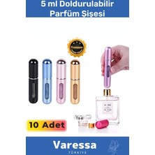 Varessa Delu x e Seri Doldurulabilir Parfüm Şişesi Cep Boy Kolay Taşınabilir Çanta Içi Mini 5 ml 10 Adet