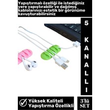 Yüksek Kaliteli Kompakt Yapıştırılabilir 5 Kanallı Kablo Düzenleyici Tutucu Kablo Organizeri 3 Adet