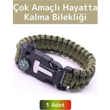 Premium Kompakt Outdoor Kamp Pusula Düdük Çakmaktaşı Çok Fonksiyonlu Şık Hayatta Kalma Bilekliği