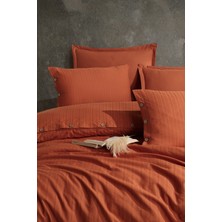 Nordqueen Ranforce Pamuk Çift Kişilik Düğmeli Nevresim Seti Arsida V2 Kiremit